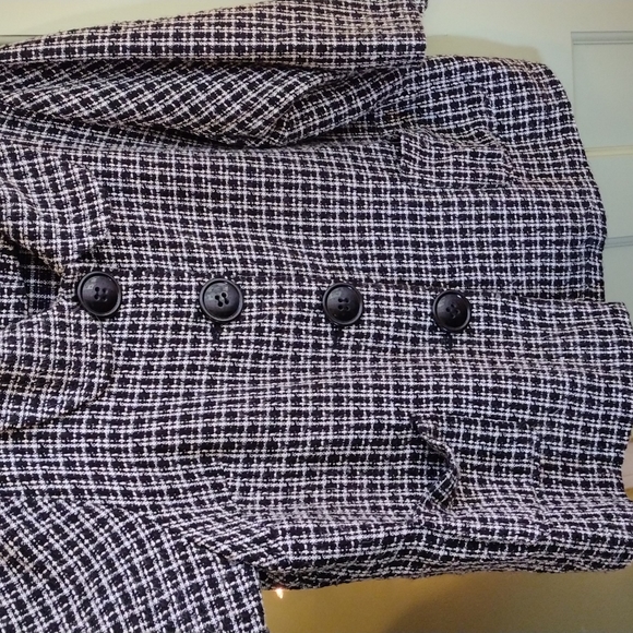 Women's Avenue 22/24 blouse jacket classic blk wht texture tweed - Picture 2 of 7
